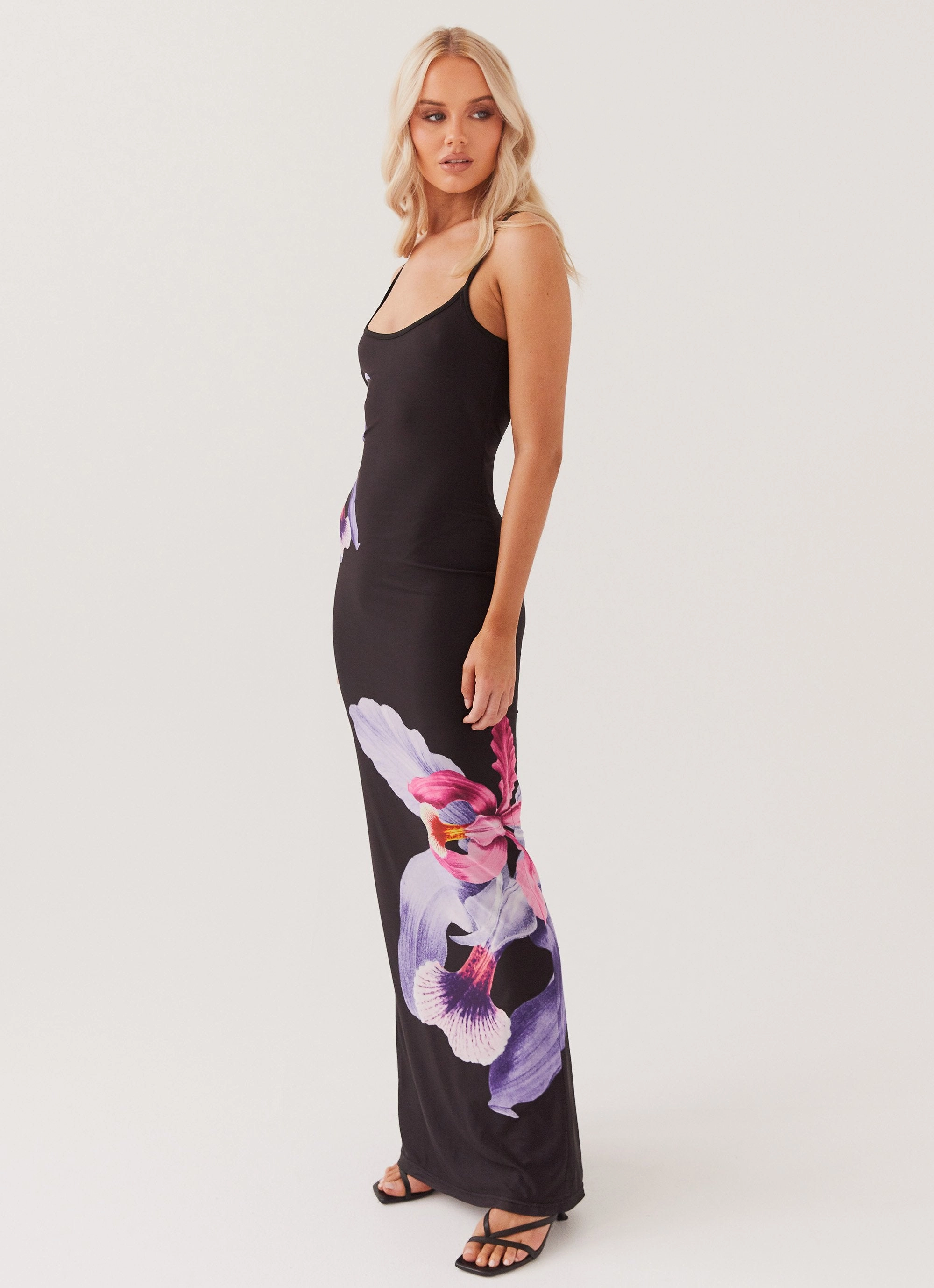 Crisp Texture Brunch Fit Bad News Mesh Maxi Dress - Black Tulip