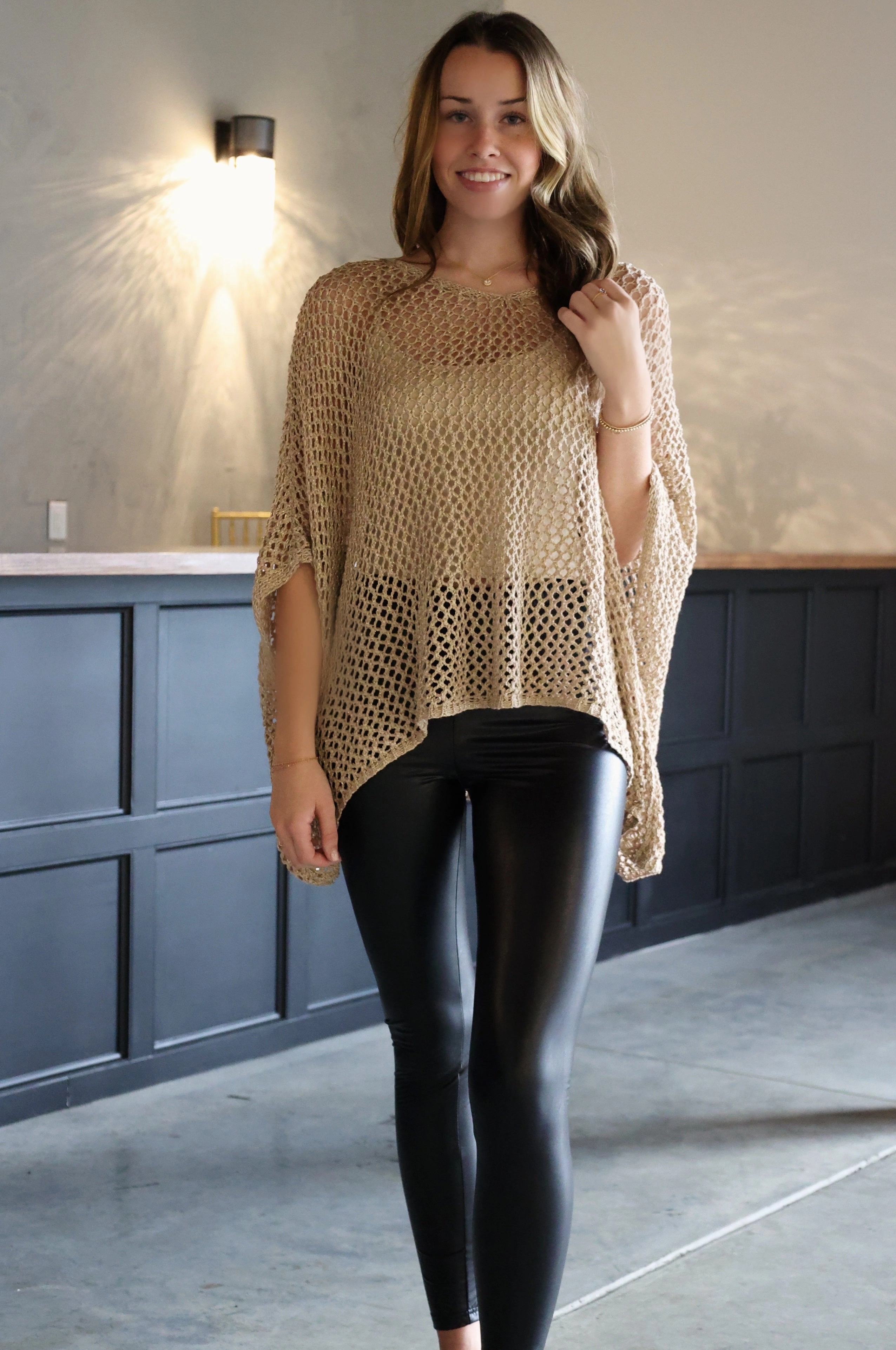 Bailey Faux Leather Leggings (FINAL SALE) Lightweight pullover Double Needle Hemming