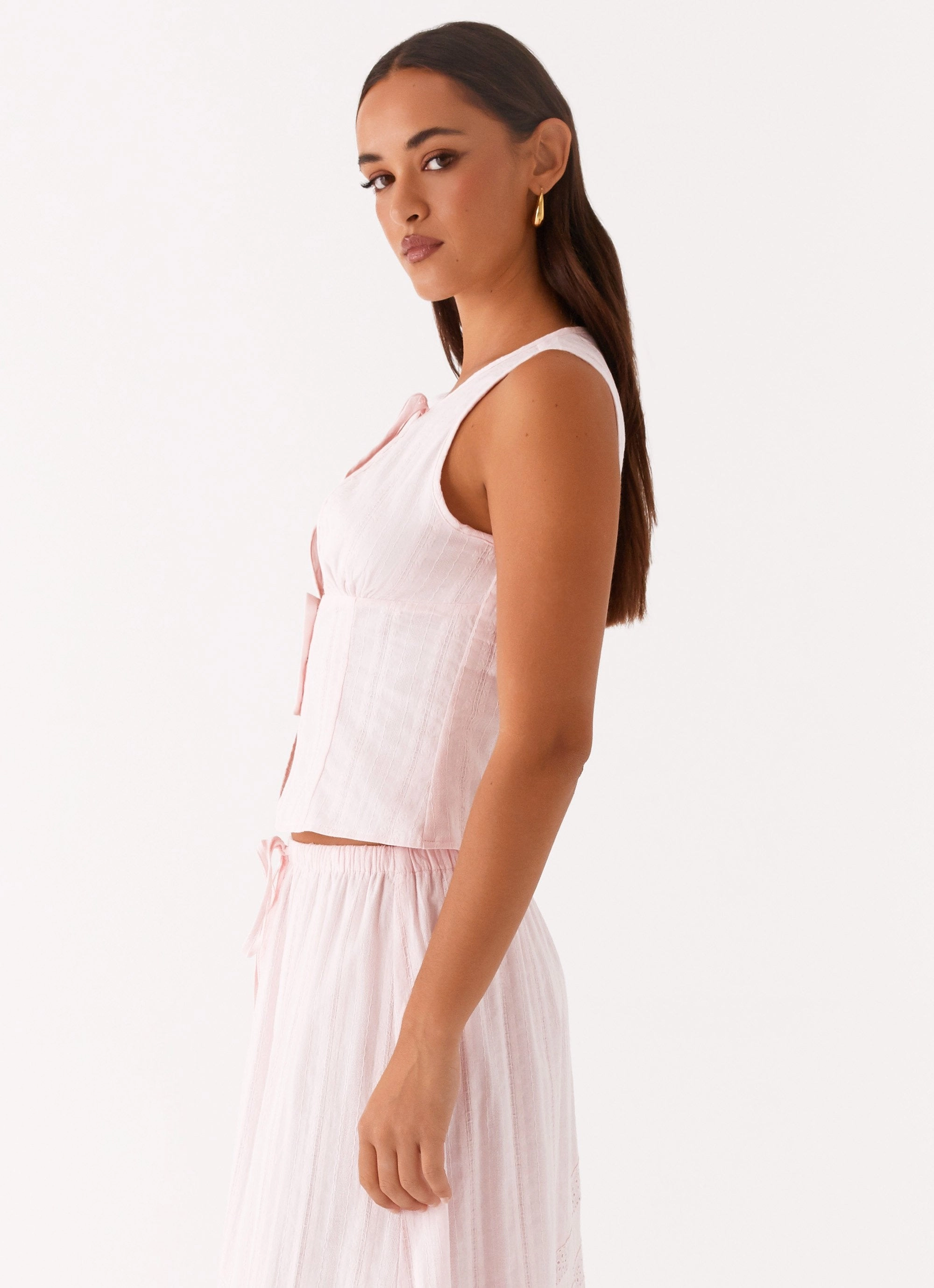 Bailey Tie Front Top - Blush AllDay Comfort Design