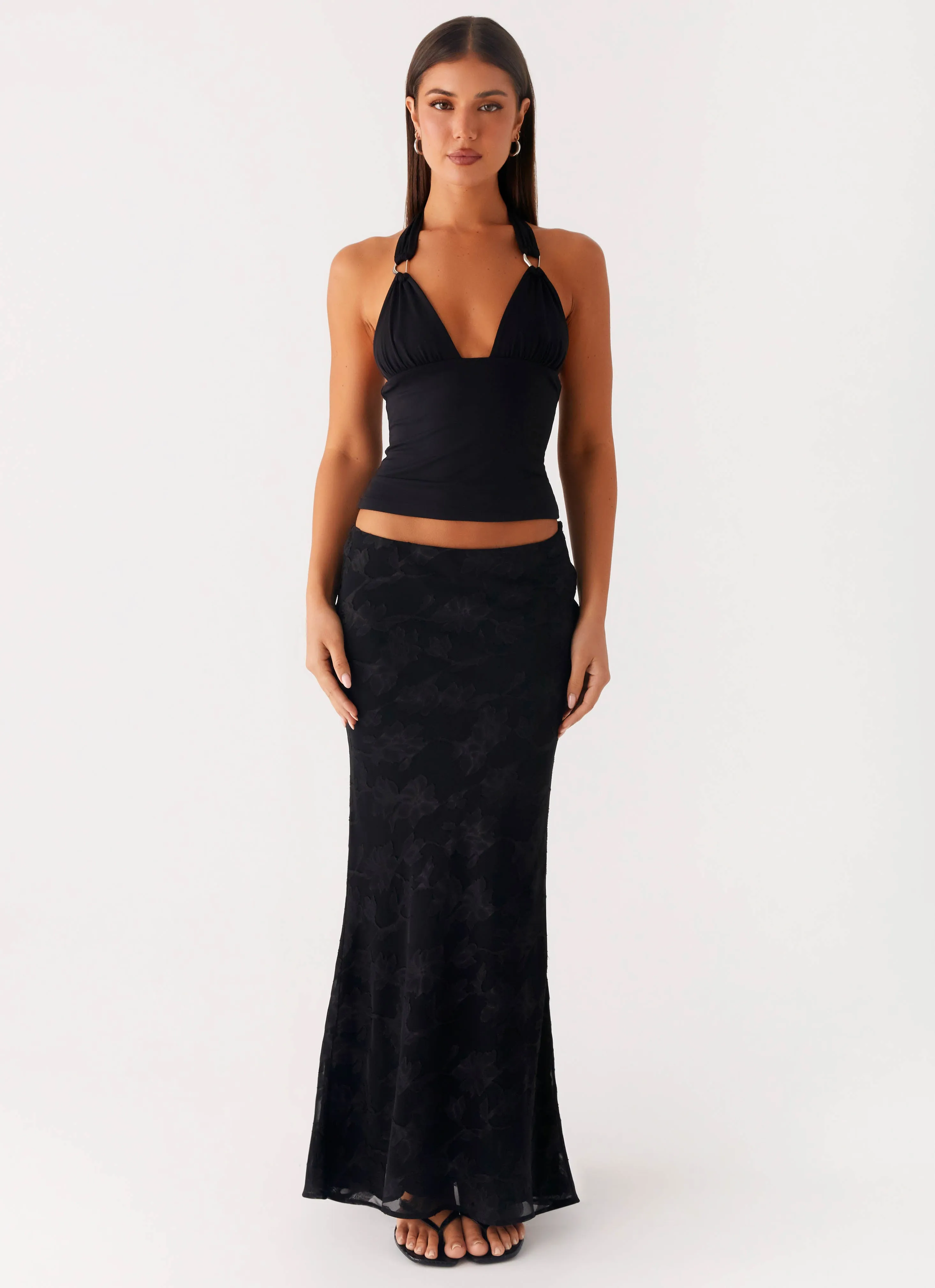 Light Outfit Wrinkle Resistant Starlit Maxi Skirt - Black