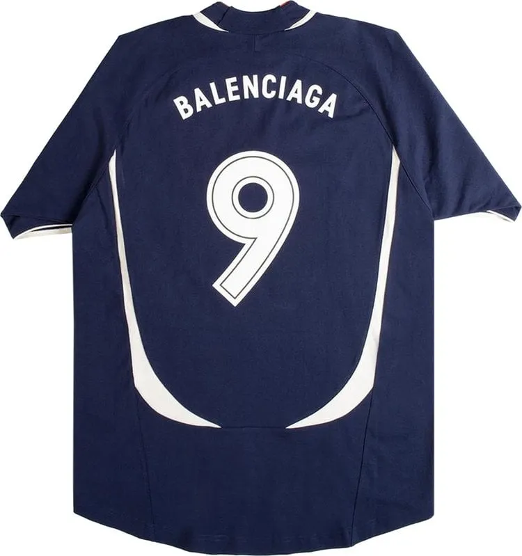 Balenciaga Soccer T-Shirt 'Ink/White/Red', Multicolor