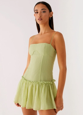 Bambini Mini Dress - Green Sophisticated Layer Brunch Fit Polished Motion Bambini Mini Dress - Green