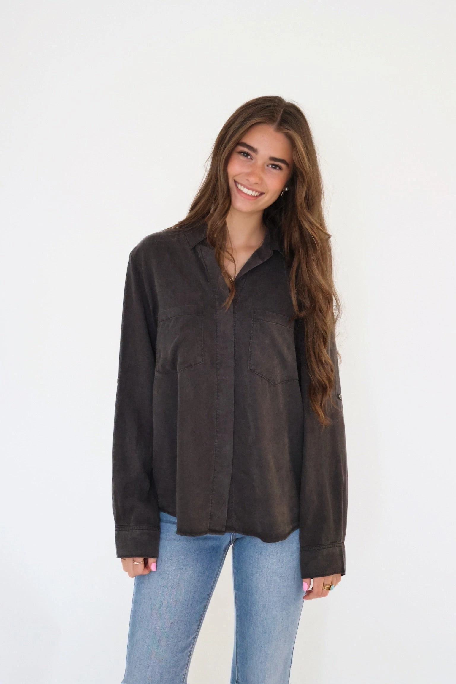 AllDayComfortFit Elise Tencel Top- Charcoal