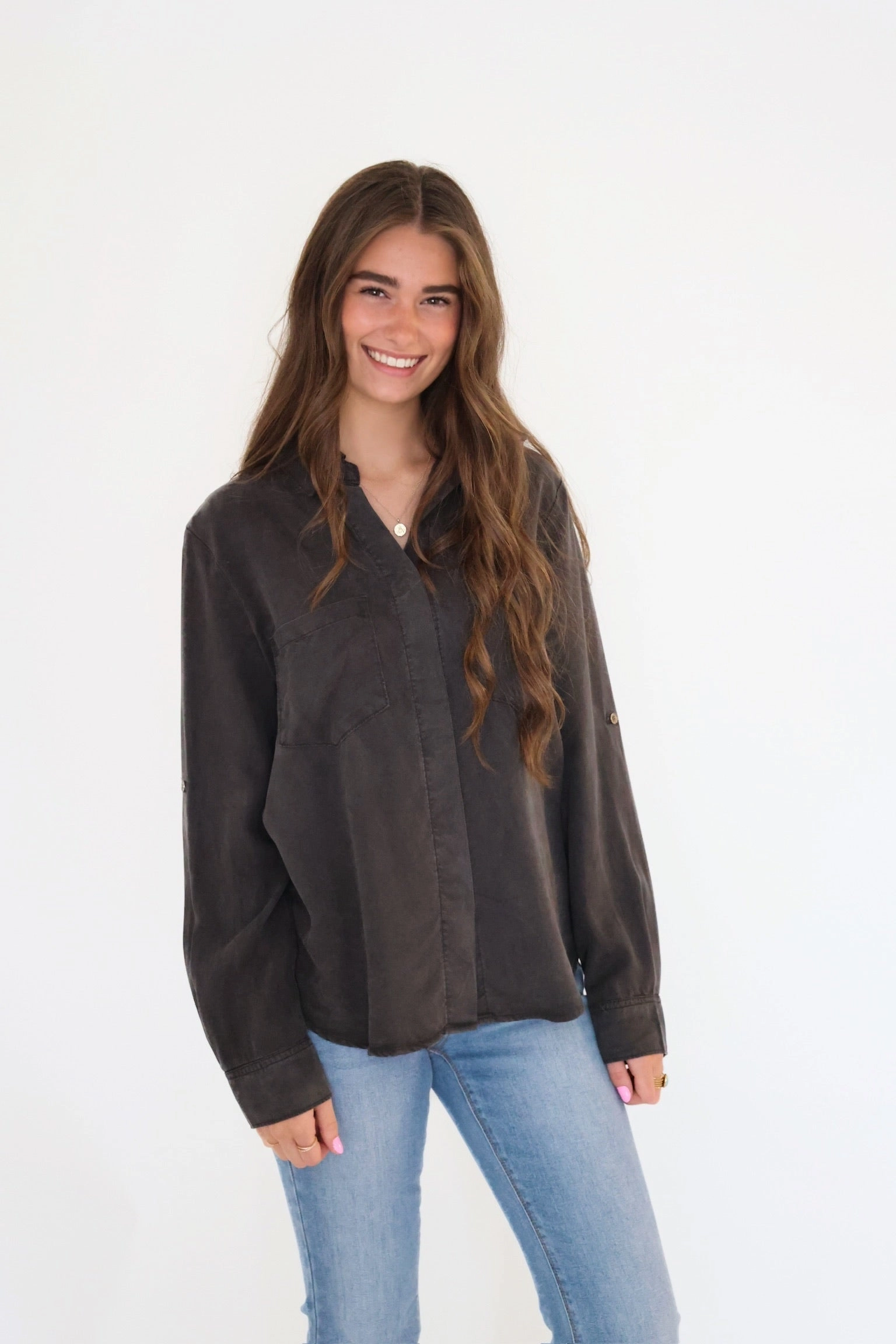 Anti Odor Finish AntiPill Finish Elise Tencel Top- Charcoal