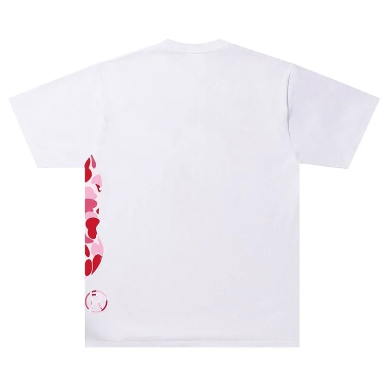 BAPE ABC Camo Side Big Ape Head Tee 'White/Pink', White