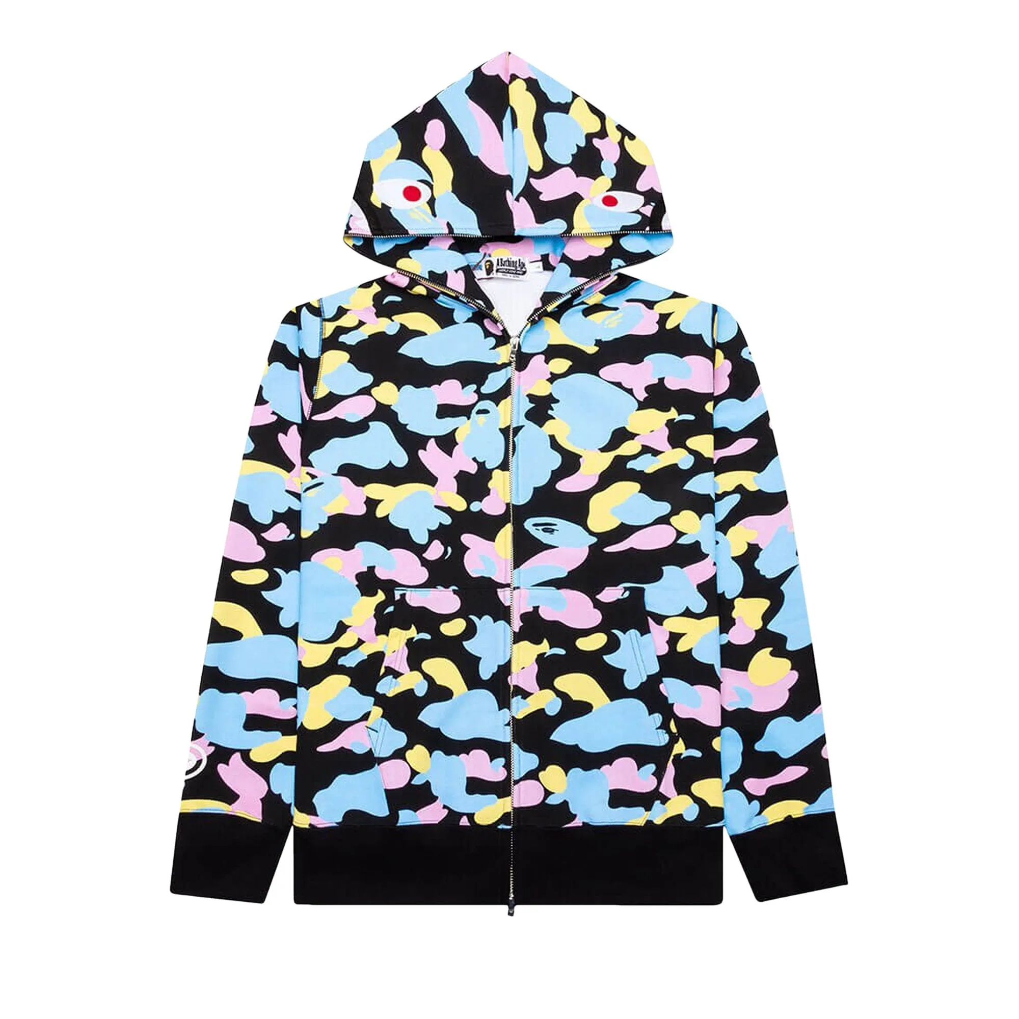 BAPE Multi Camo 2nd Shark Full Zip Sweatshirt, Black