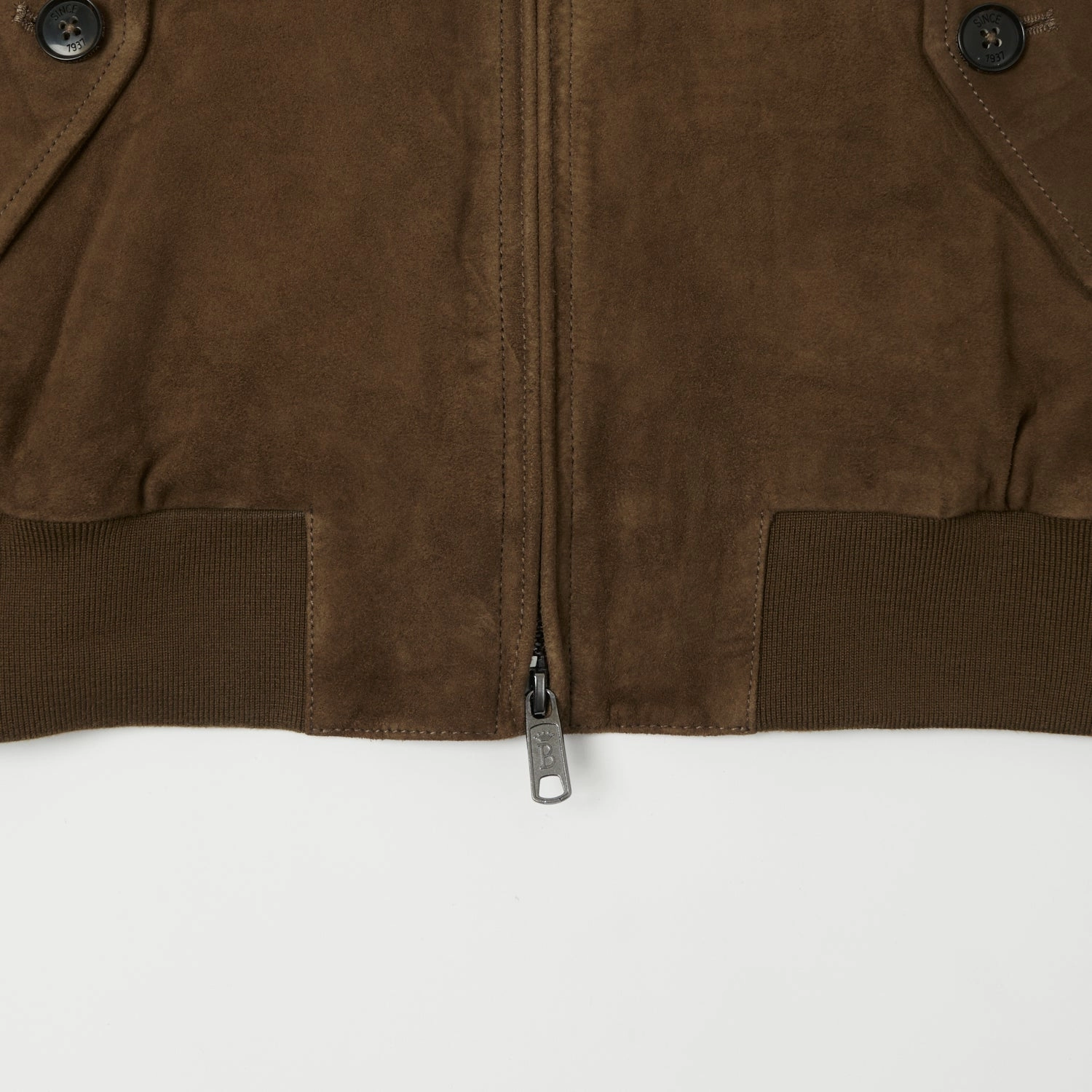 Baracuta G9 Suede Harrington Jacket - Dark Olive