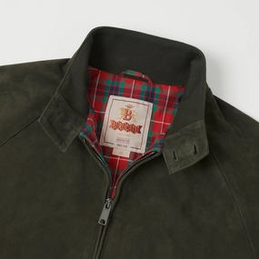 Baracuta G9 Suede Harrington Jacket - Green Baracuta G9 Suede Harrington Jacket - Green