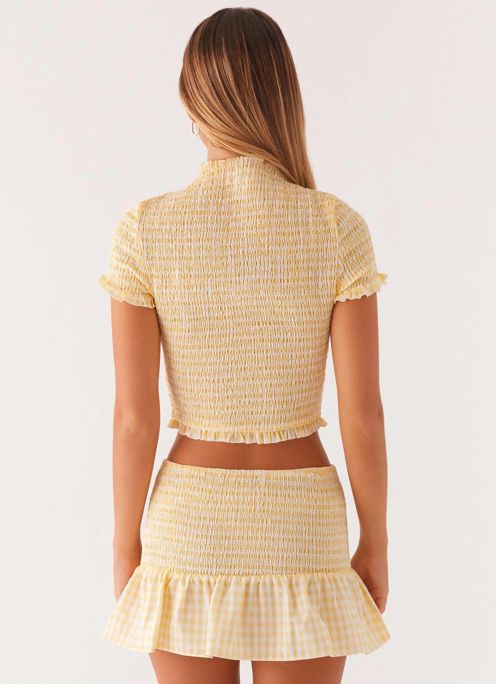 Sweetest Pie T-Shirt - Yellow Gingham proper length Slim Waist