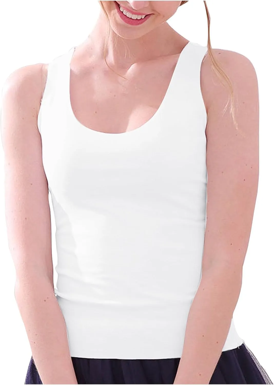 Basic Tank Tops for Women Sleeveless Undershirts 2025 Slim Fitted Crewneck Stretchy Casual Layering Tee Shirt