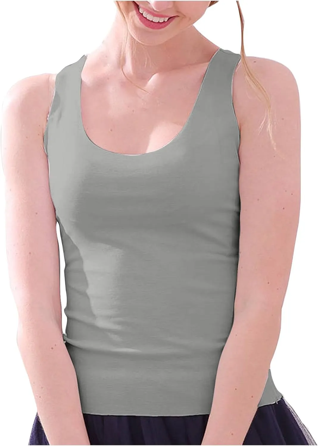 Basic Tank Tops for Women Sleeveless Undershirts 2025 Slim Fitted Crewneck Stretchy Casual Layering Tee Shirt