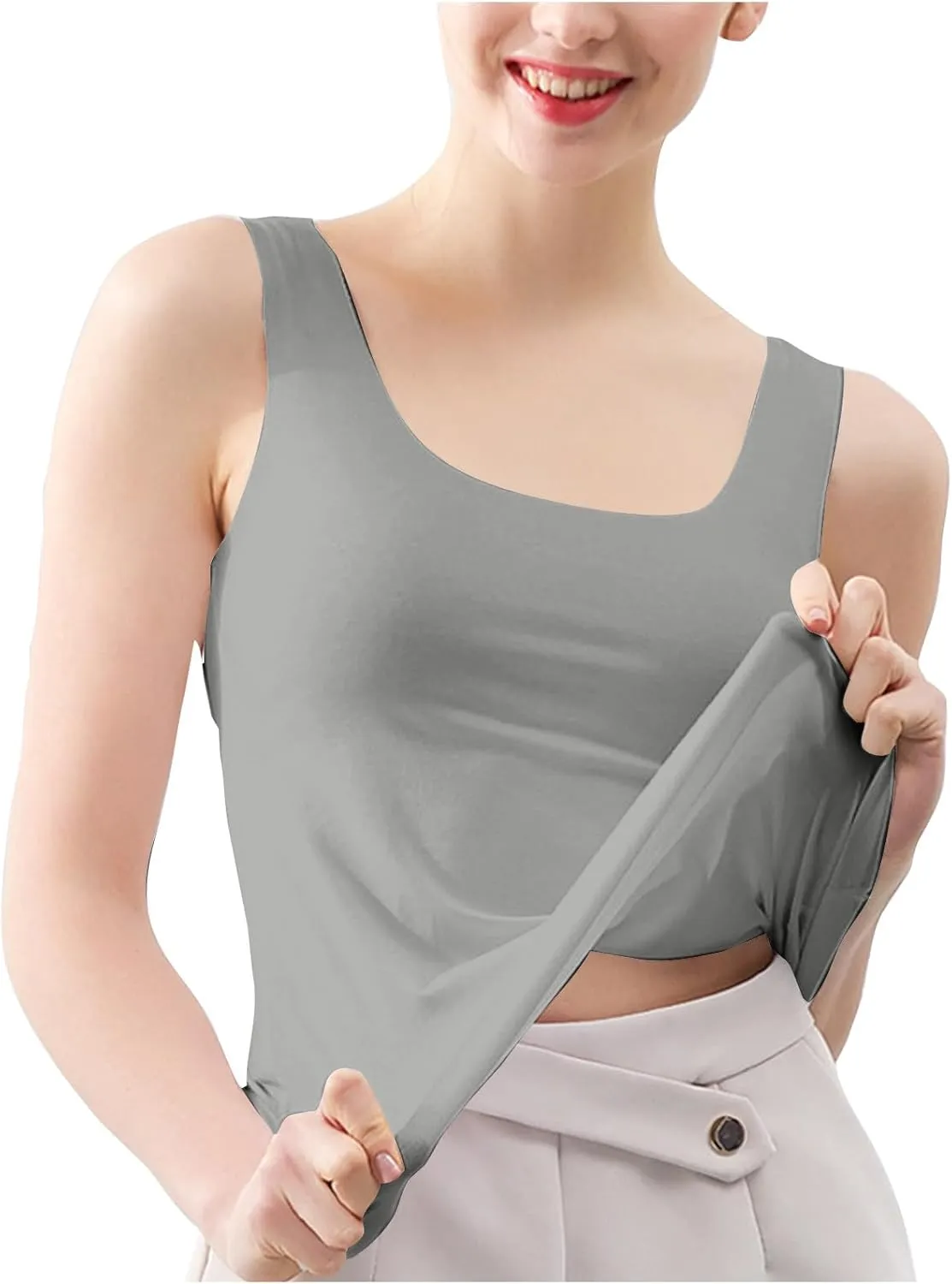 Basic Tank Tops for Women Sleeveless Undershirts 2025 Slim Fitted Crewneck Stretchy Casual Layering Tee Shirt