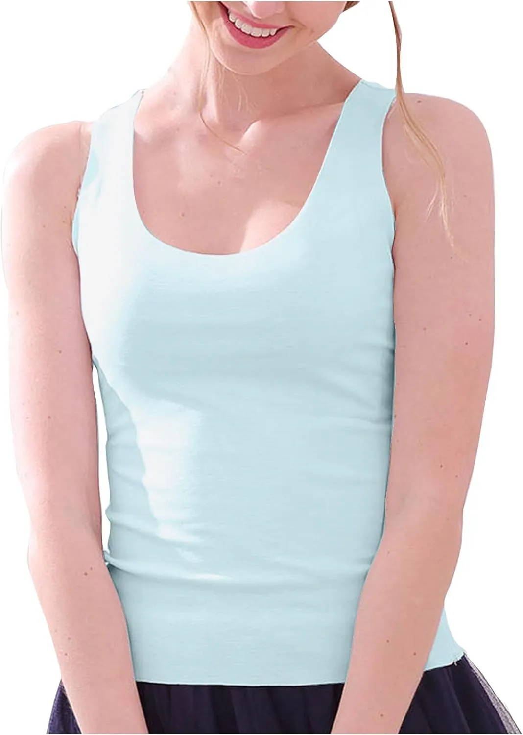 Basic Tank Tops for Women Sleeveless Undershirts 2025 Slim Fitted Crewneck Stretchy Casual Layering Tee Shirt