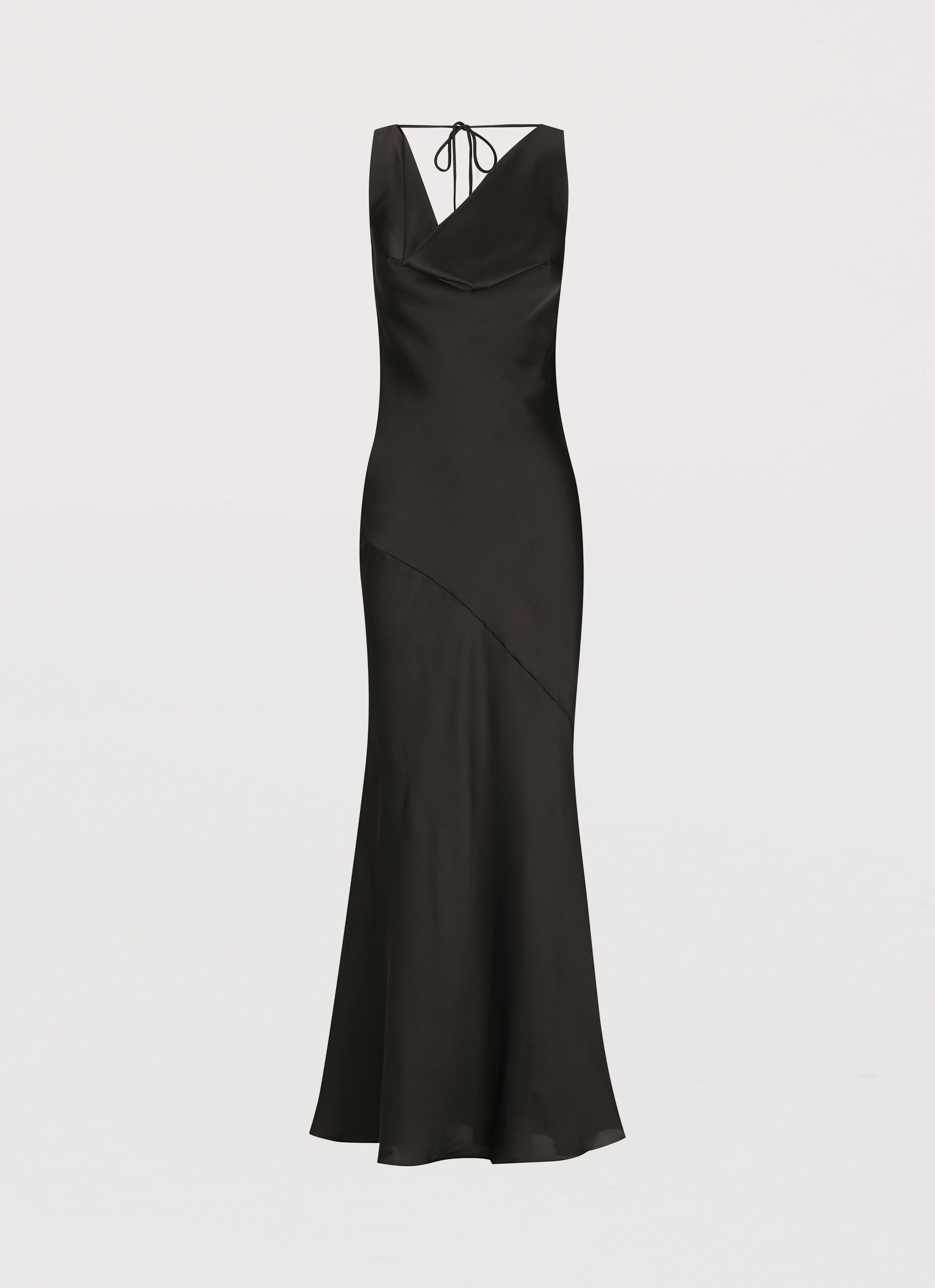 Business casual Smile Feel Be Mine Satin Maxi Dress - Black