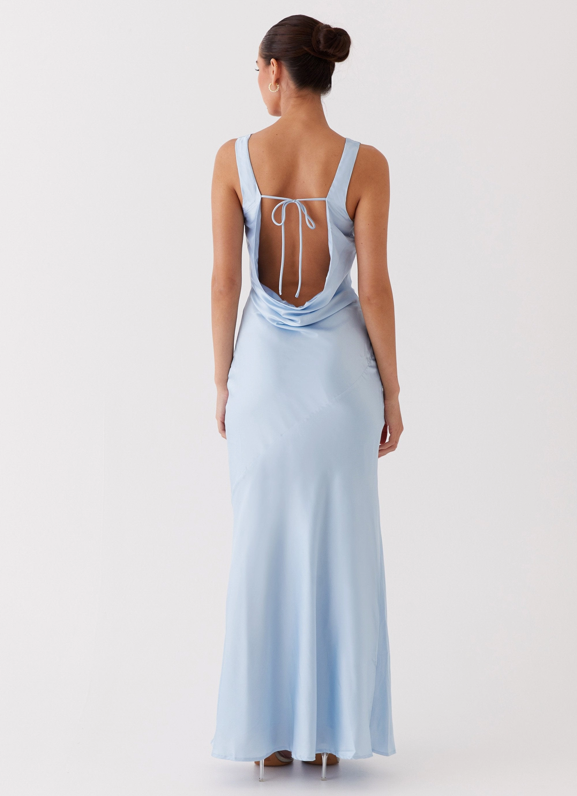 Be Mine Satin Maxi Dress - Blue Daywear Mood