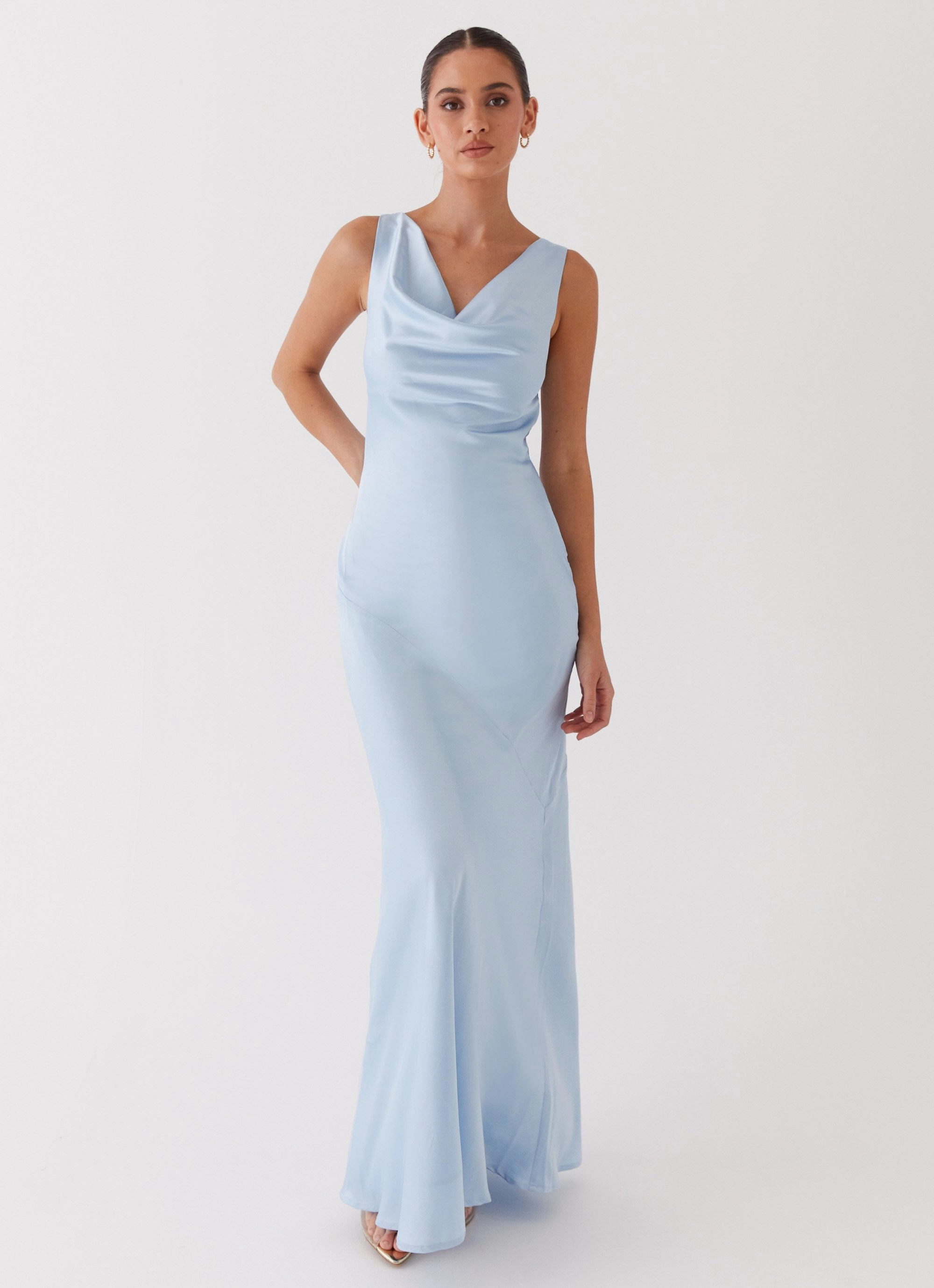 Be Mine Satin Maxi Dress - Blue Work Ready