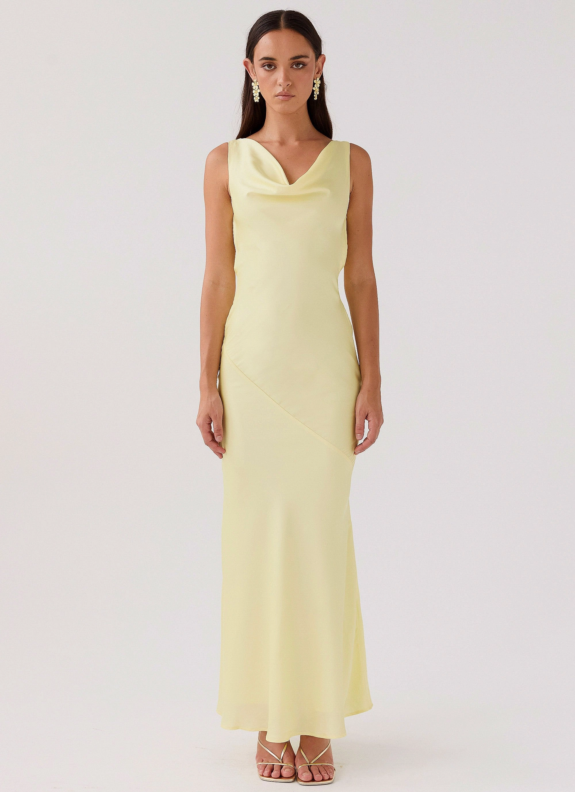 Wedding Style Midnight Mood Be Mine Satin Maxi Dress - Canary