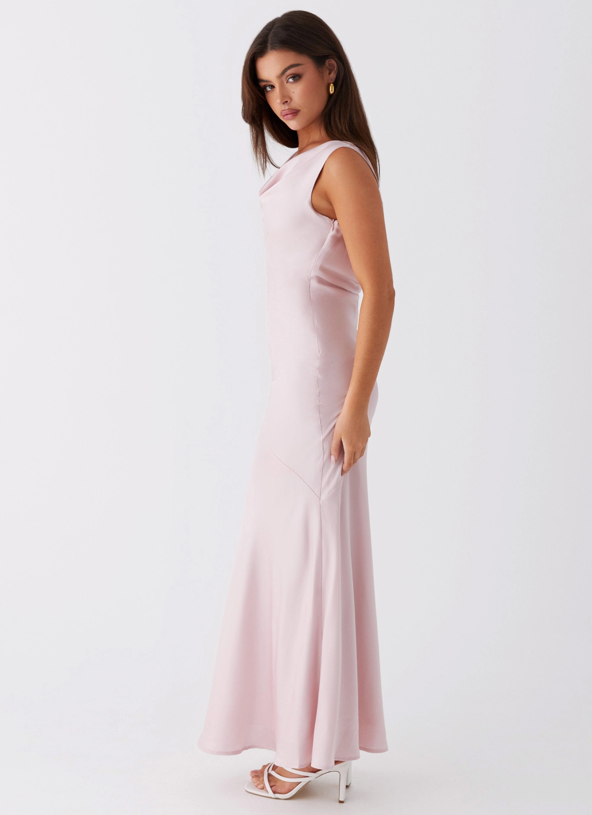 Flowy-Shape custom-fit Be Mine Satin Maxi Dress - Mauve Pink