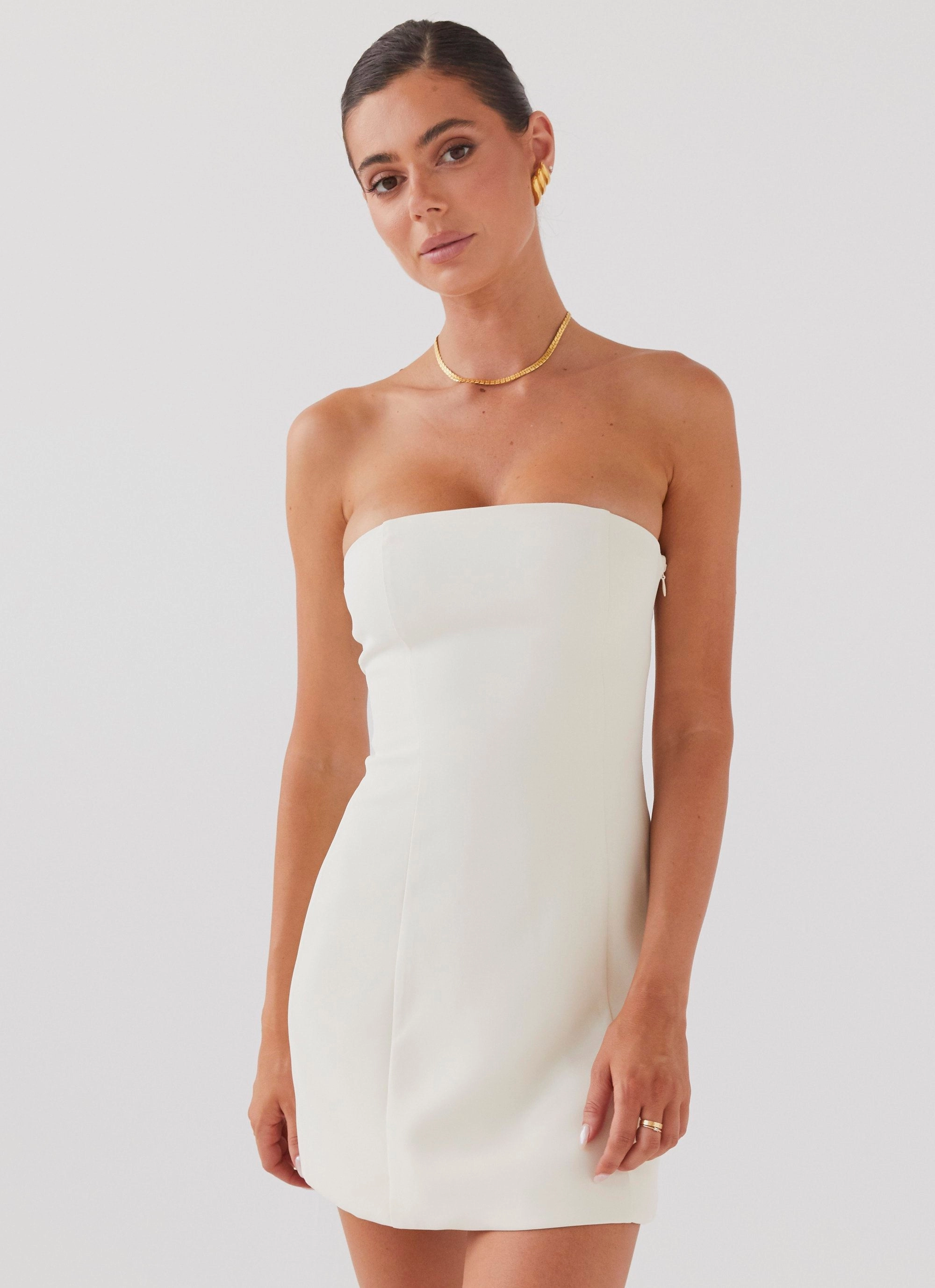 Ayanna Strapless Mini Dress - Ivory Trend Focused