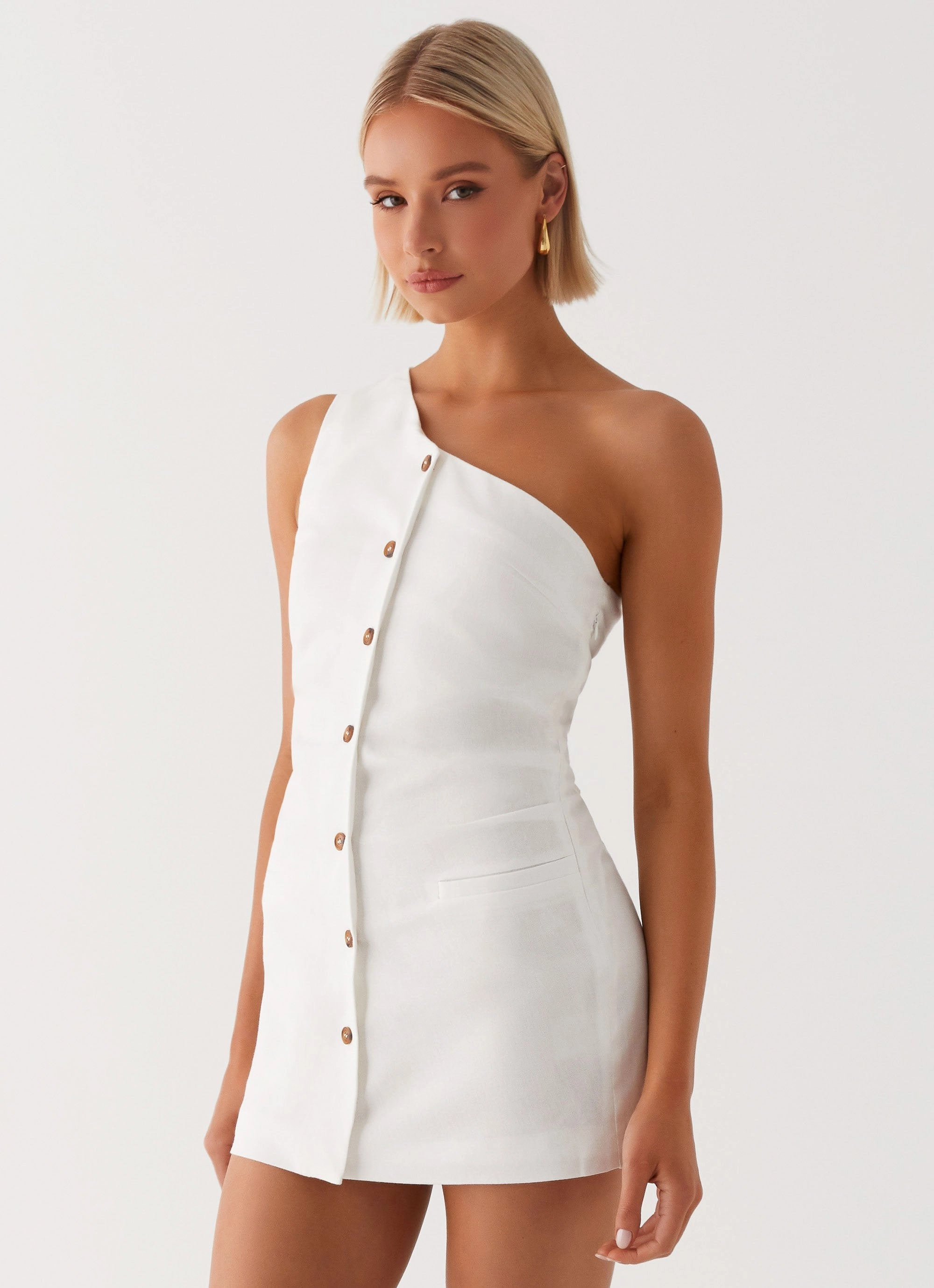 Resort Ready Jordy Linen Mini Dress - White