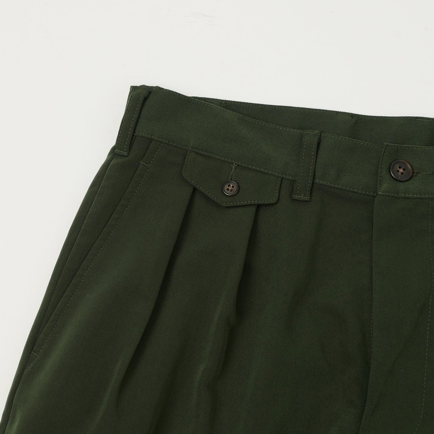 Beams Plus Double Pleat Trousers - Green