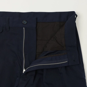 Beams Plus Double Pleat Trousers - Navy