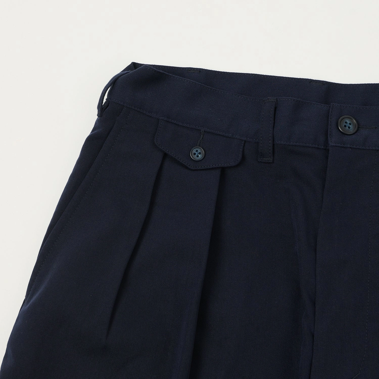 Beams Plus Double Pleat Trousers - Navy