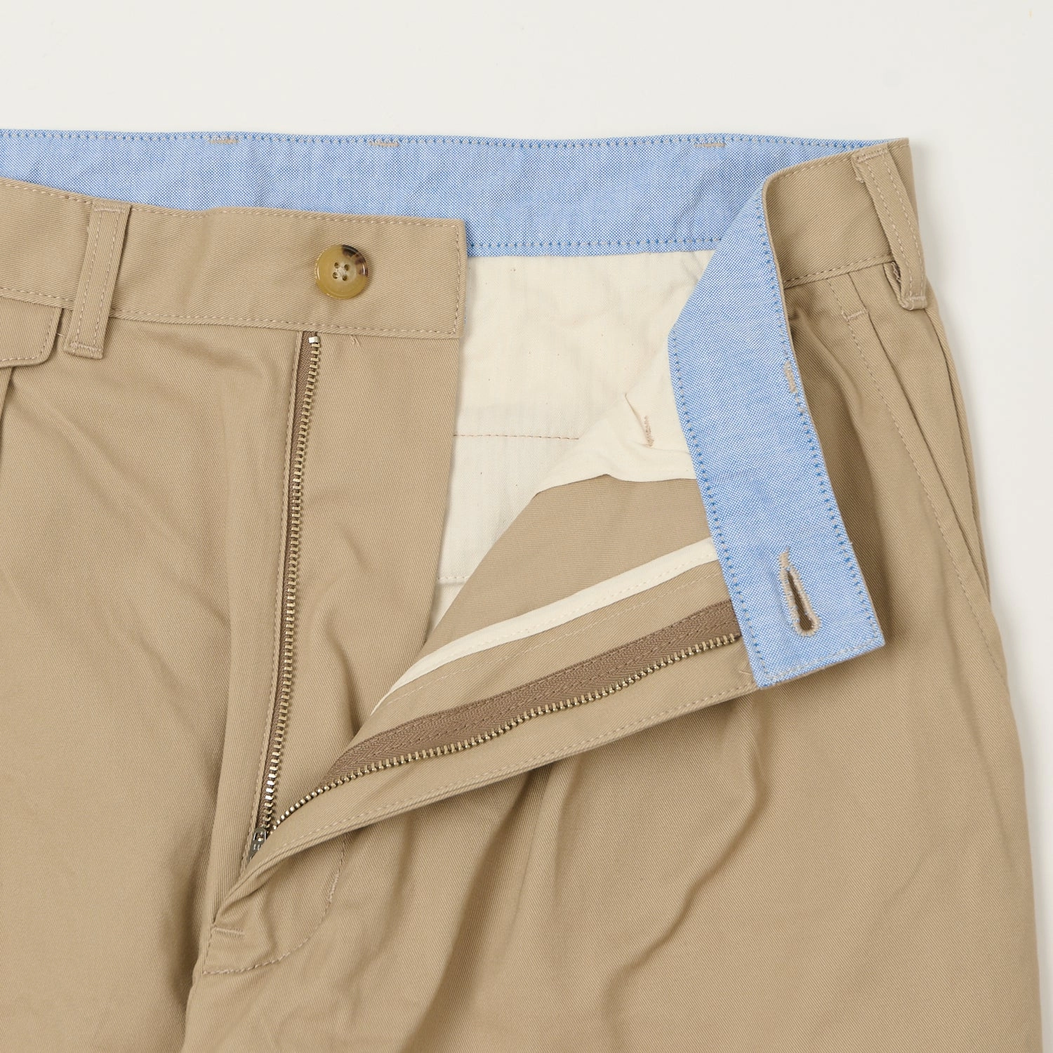 Beams Plus Double Pleat Twill Trousers - Khaki