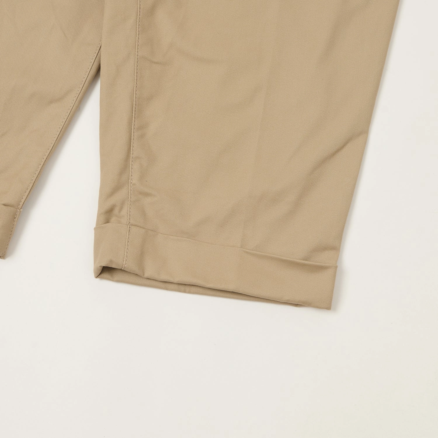 Beams Plus Double Pleat Twill Trousers - Khaki