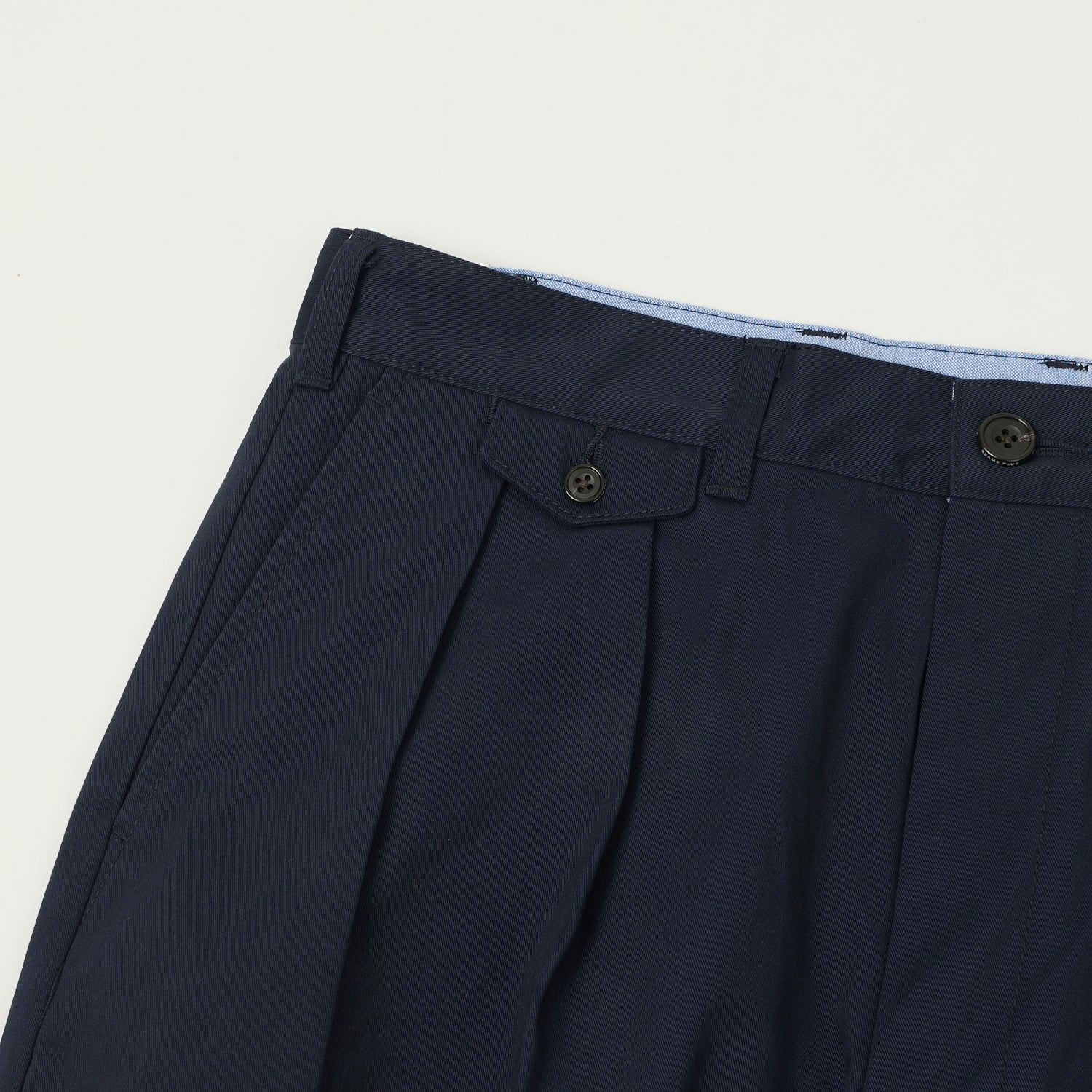 Beams Plus Double Pleat Twill Trousers - Navy