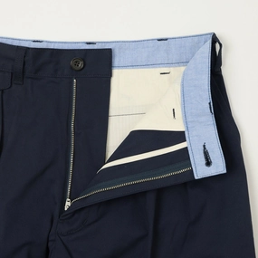 Beams Plus Double Pleat Twill Trousers - Navy Beams Plus Double Pleat Twill Trousers - Navy