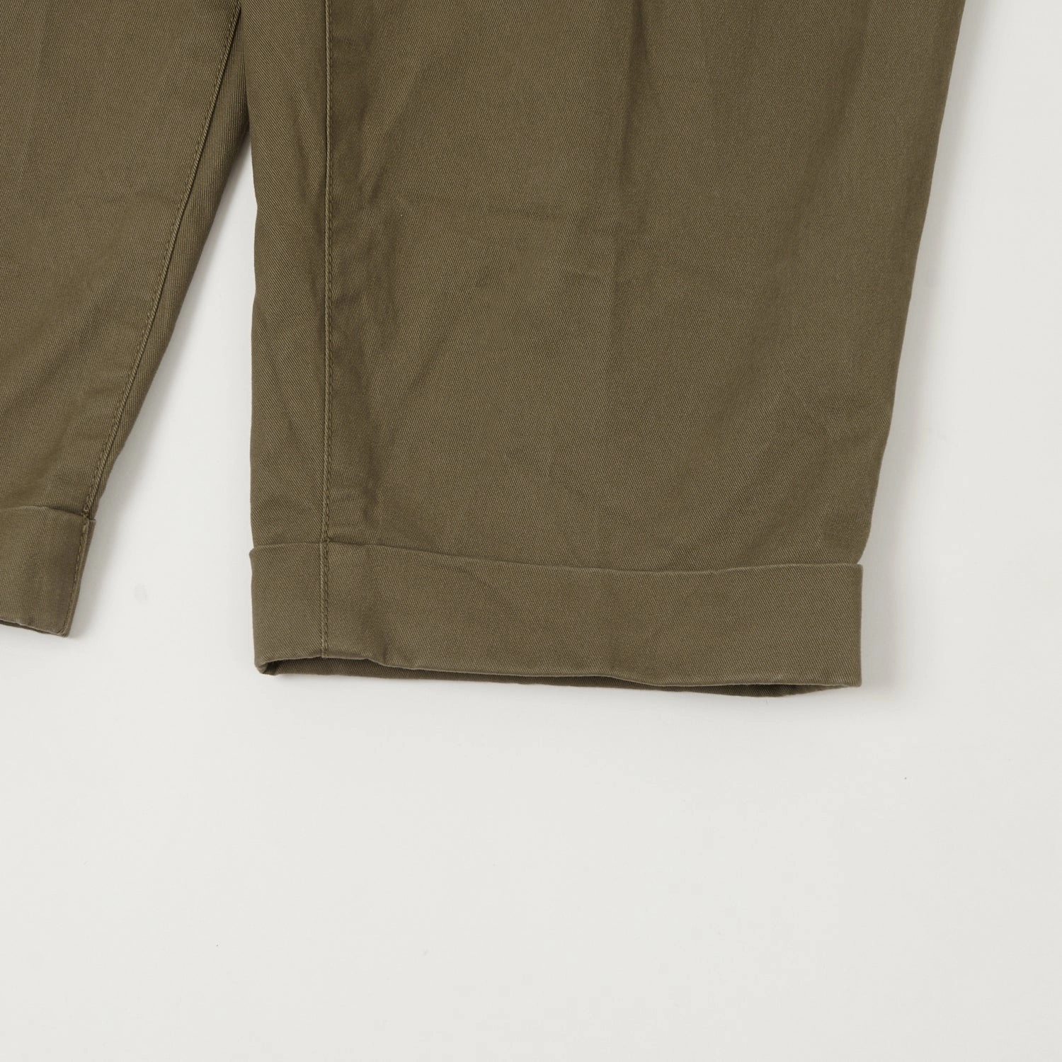 Beams Plus Double Pleat Twill Trousers - Olive