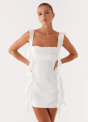 Beckham Mini Dress - White Comfortable Waist Beckham Mini Dress - White Pure Tone