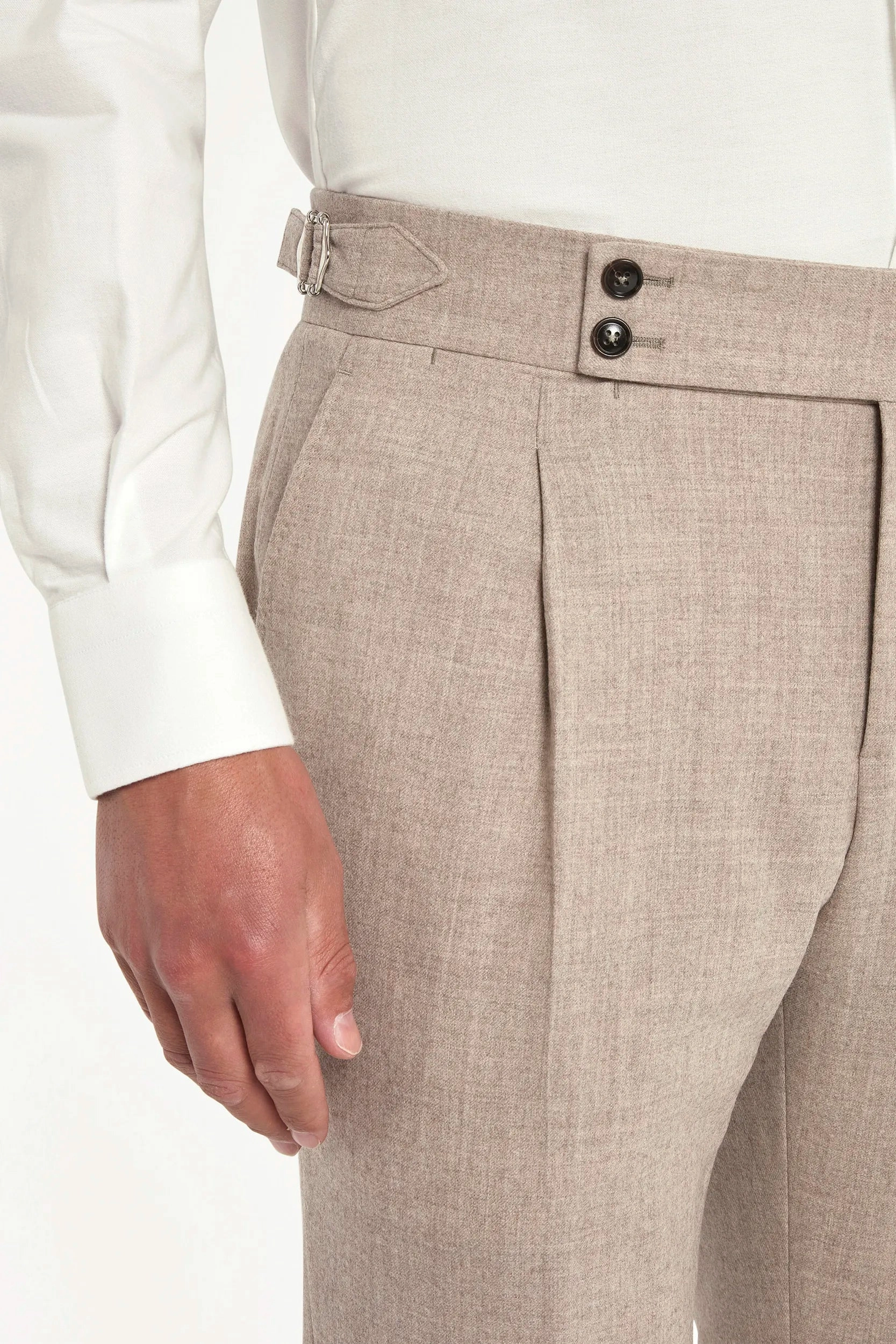 Beige flannel Soragna trousers - Made in Italy