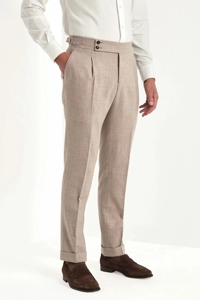 Beige flannel Soragna trousers - Made in Italy Beige flannel Soragna trousers - Made in Italy