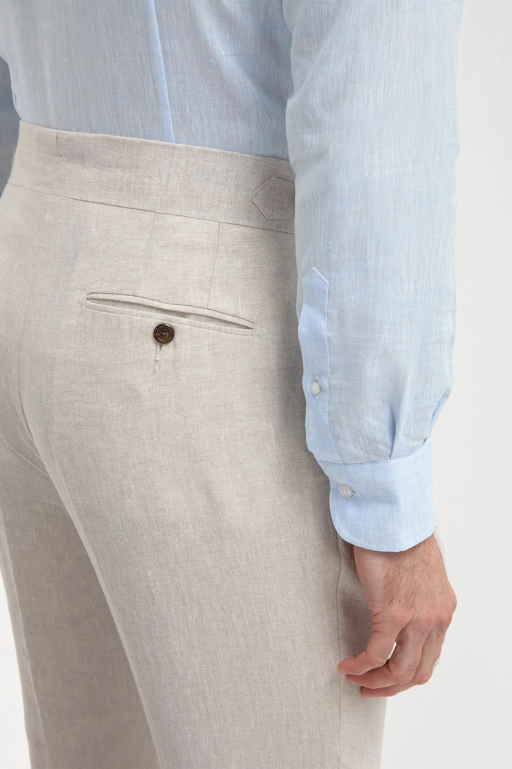 Beige linen Soragna trousers  - Made in Italy
