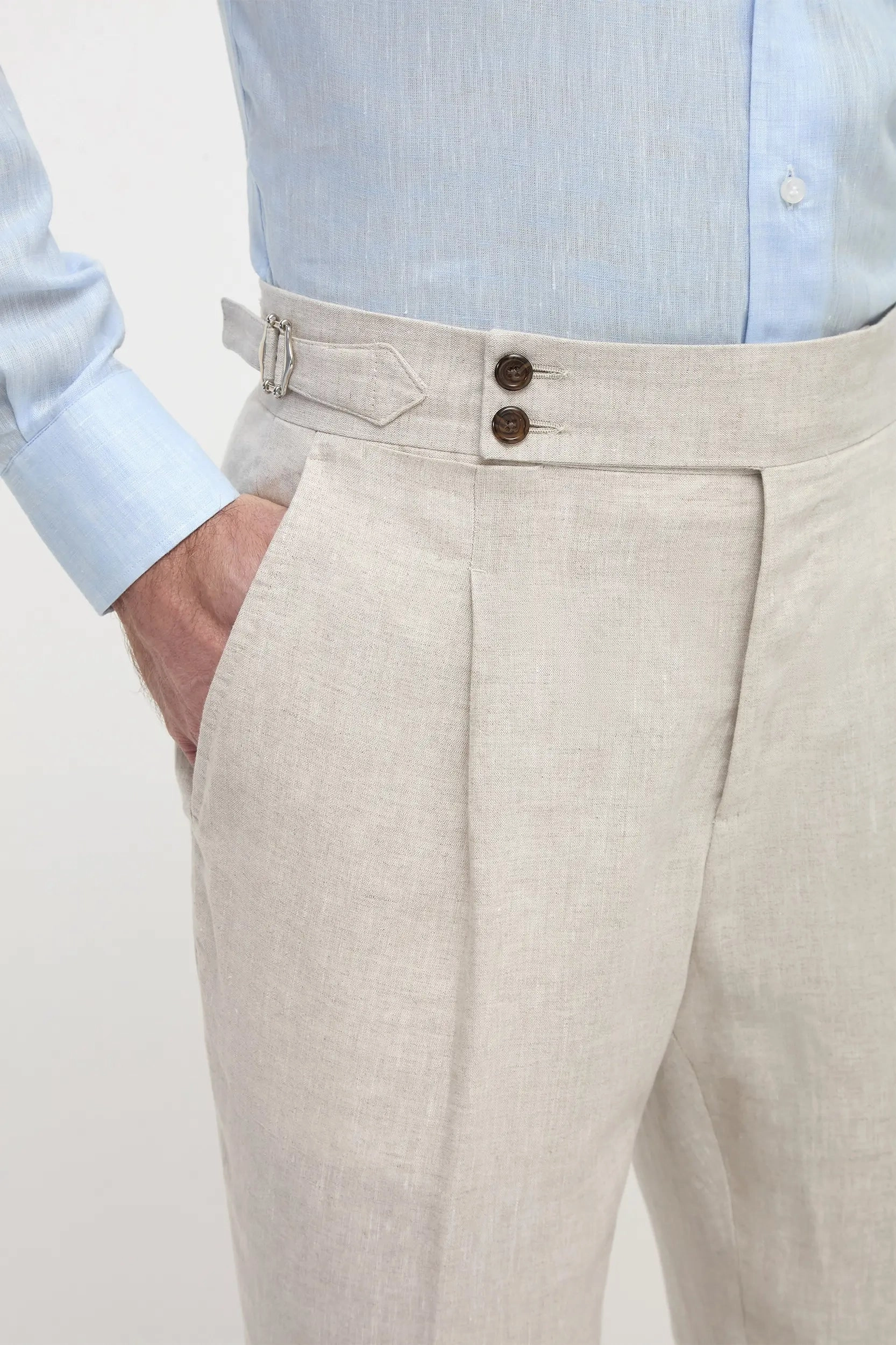 Beige linen Soragna trousers  - Made in Italy