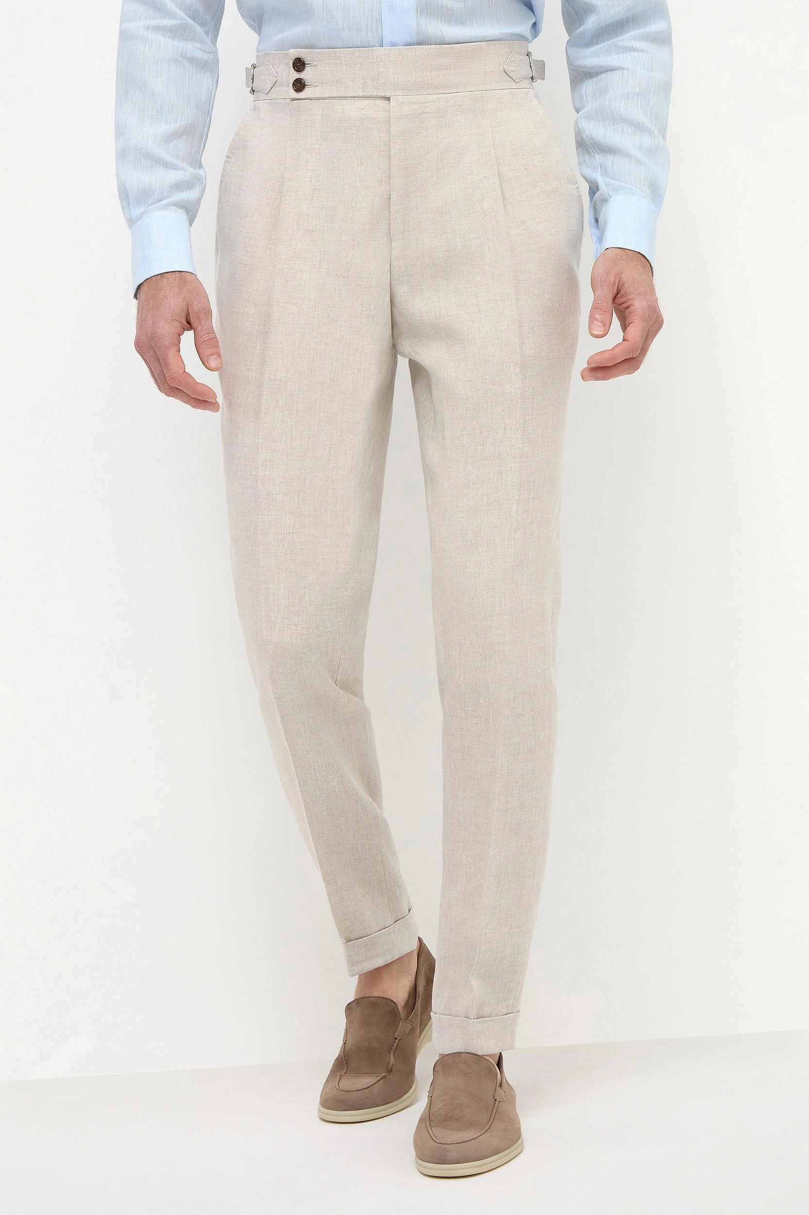 Beige linen Soragna trousers  - Made in Italy