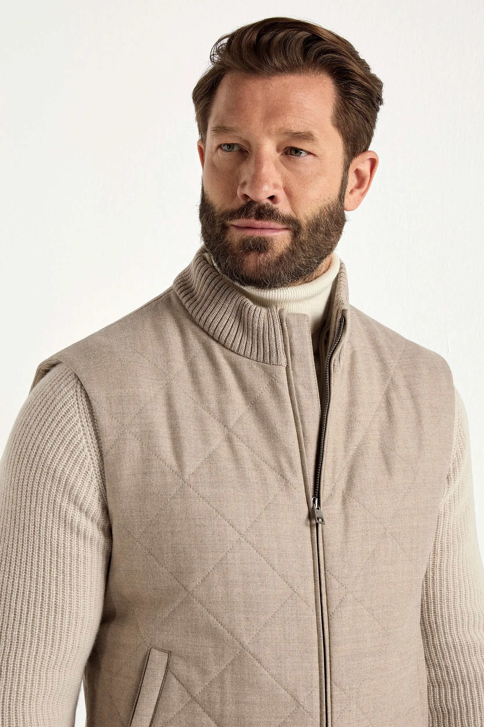 Beige quilted vest - Made in Italy