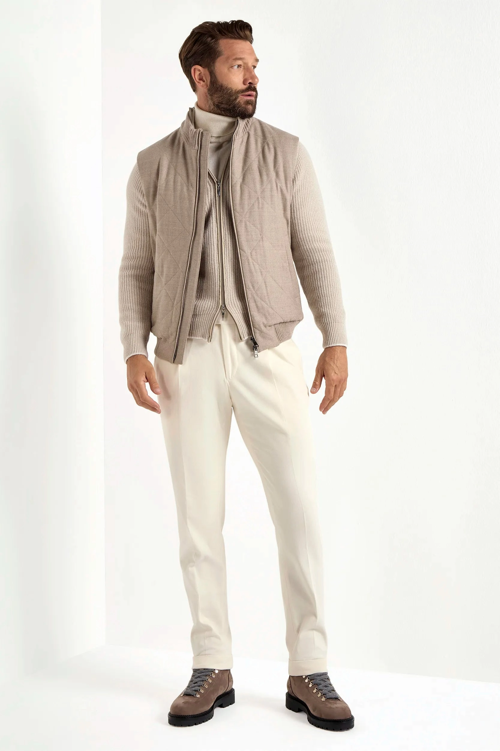 Beige quilted vest - Made in Italy