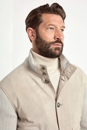 Beige suede and knit bomber - Made in Italy Beige suede and knit bomber - Made in Italy