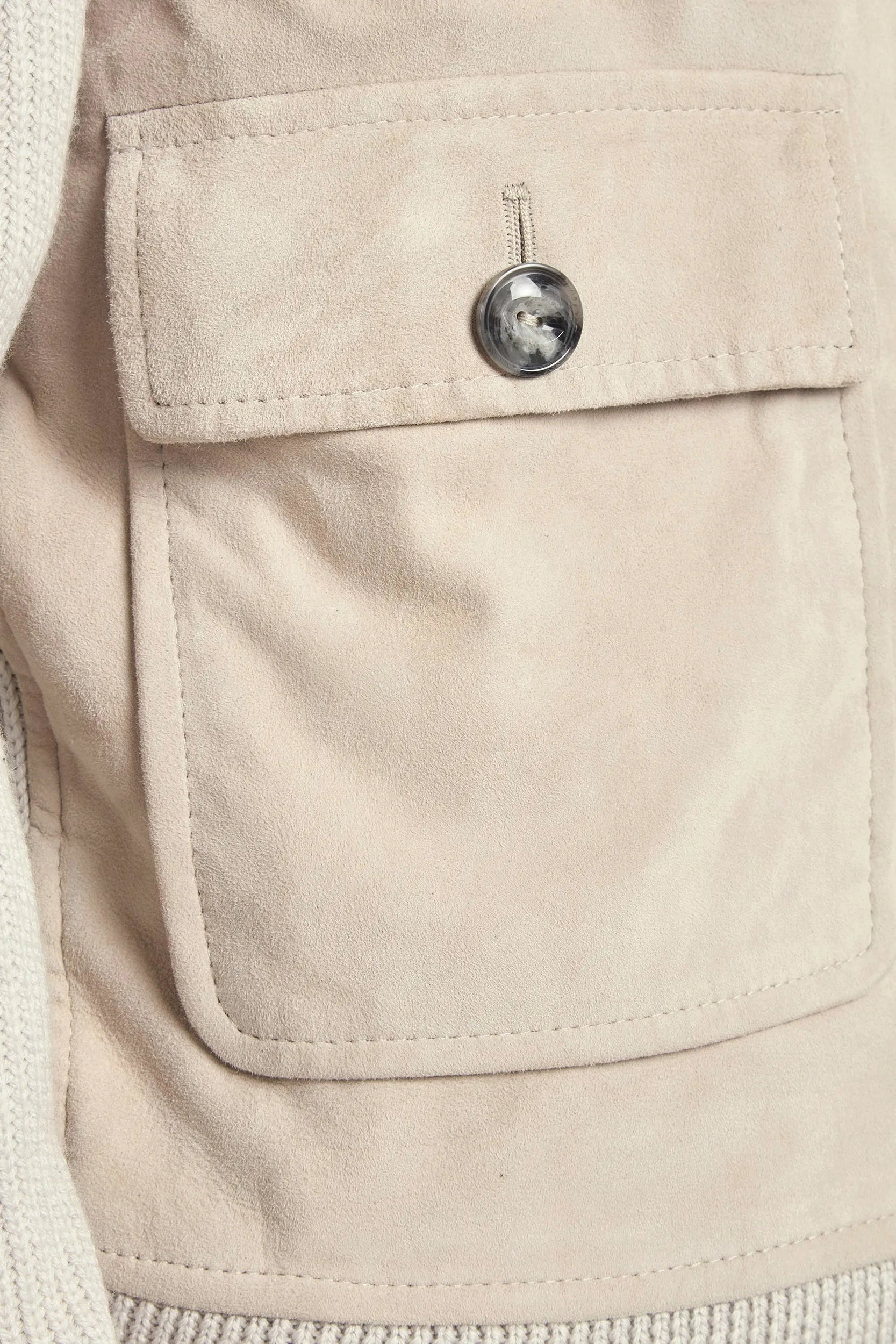 Beige suede and knit bomber - Made in Italy