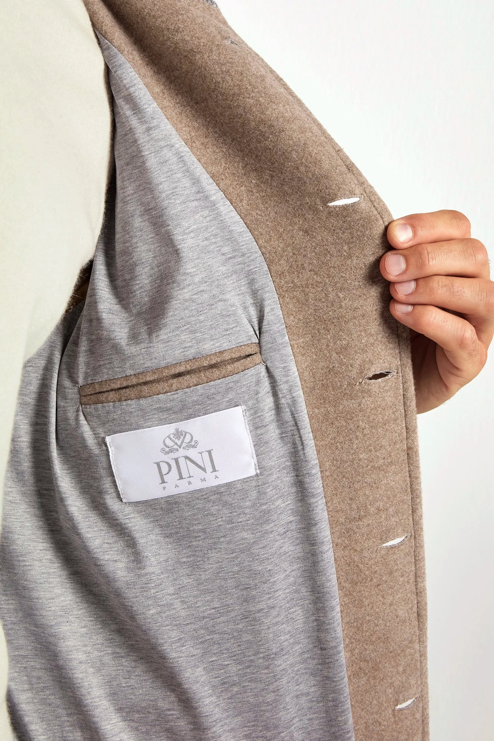 Beige Super 180's wool flannel bomber jacket ?C Made in Italy