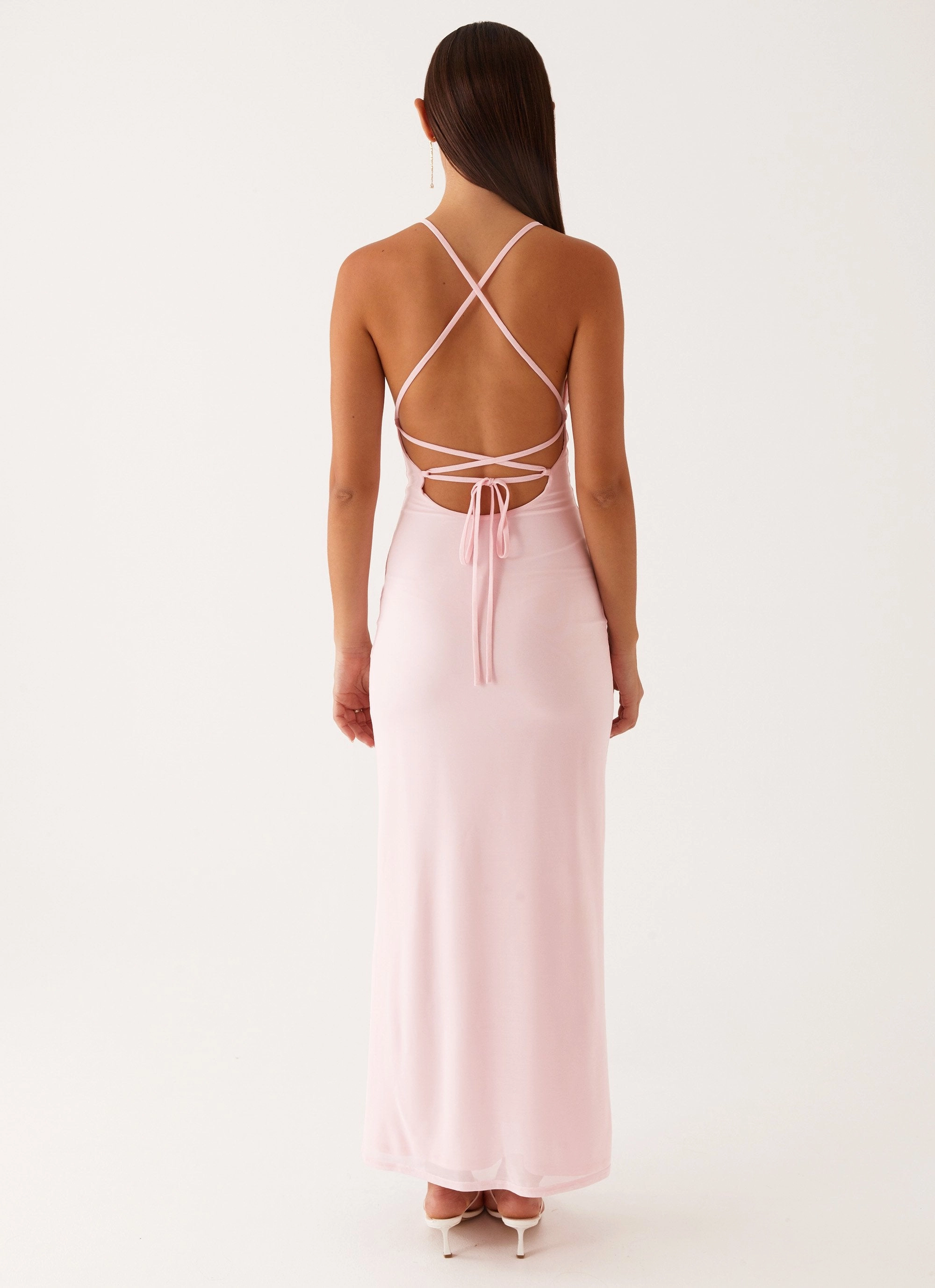 Effortless Style Beki Beaded Mesh Maxi Dress - Pink