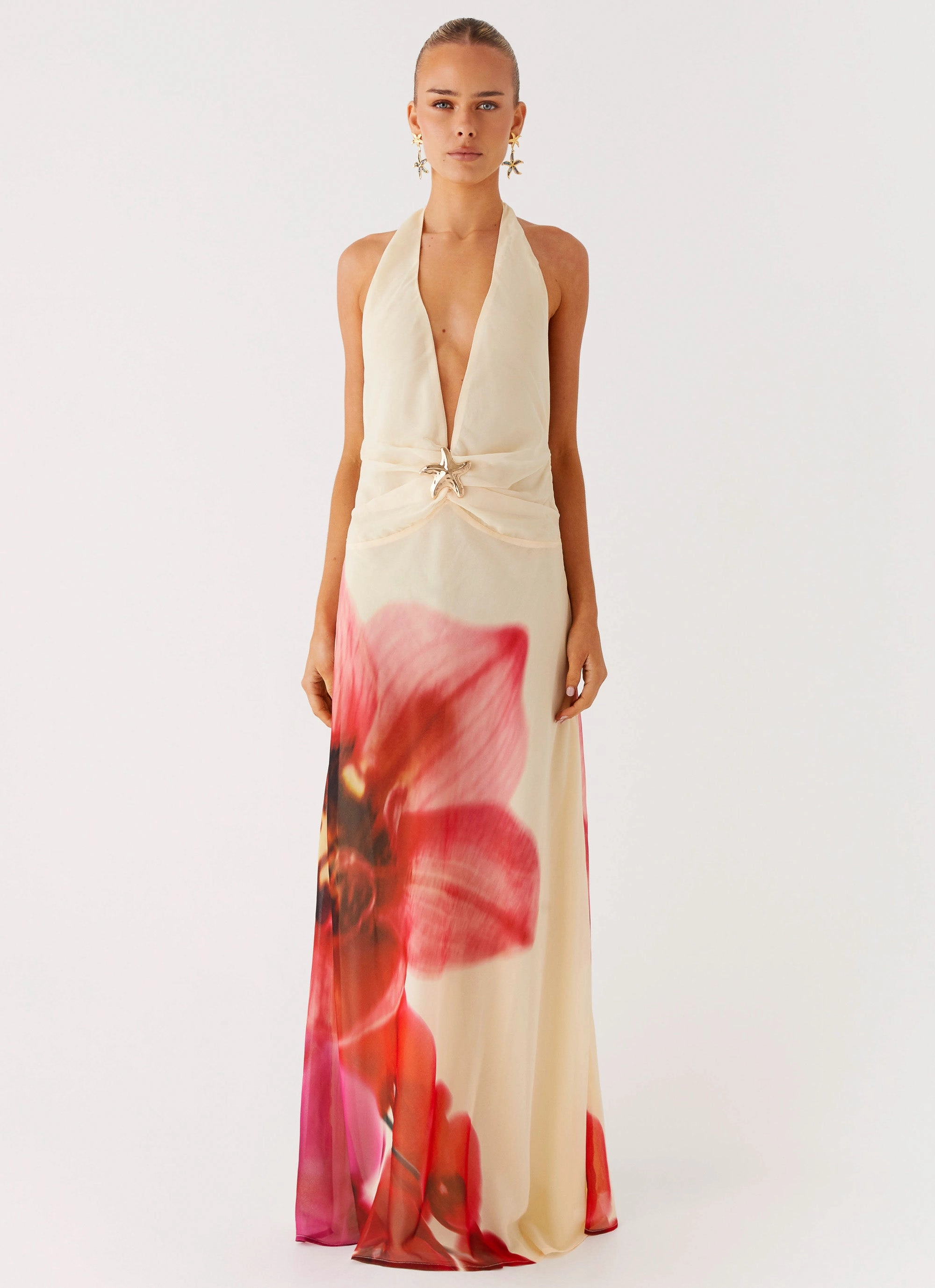 Belivia Maxi Dress - Yellow Bloom Form Focus Polished Fit