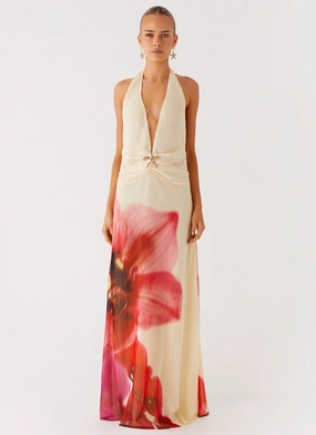 Belivia Maxi Dress - Yellow Bloom Form Focus Polished Fit