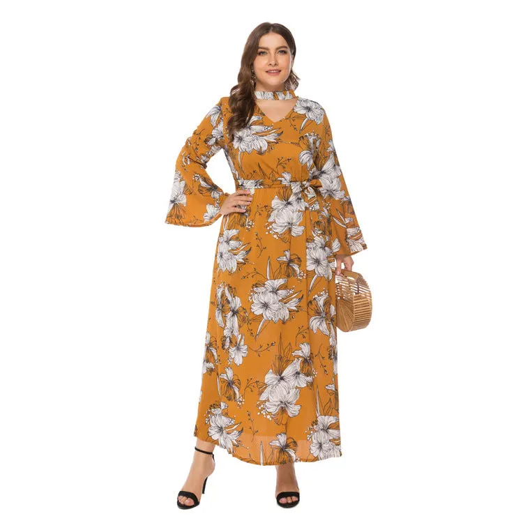 Bell Sleeve Plus Size Maxi Dress