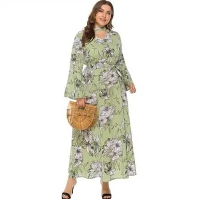 Bell Sleeve Plus Size Maxi Dress