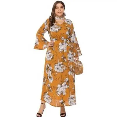Bell Sleeve Plus Size Maxi Dress