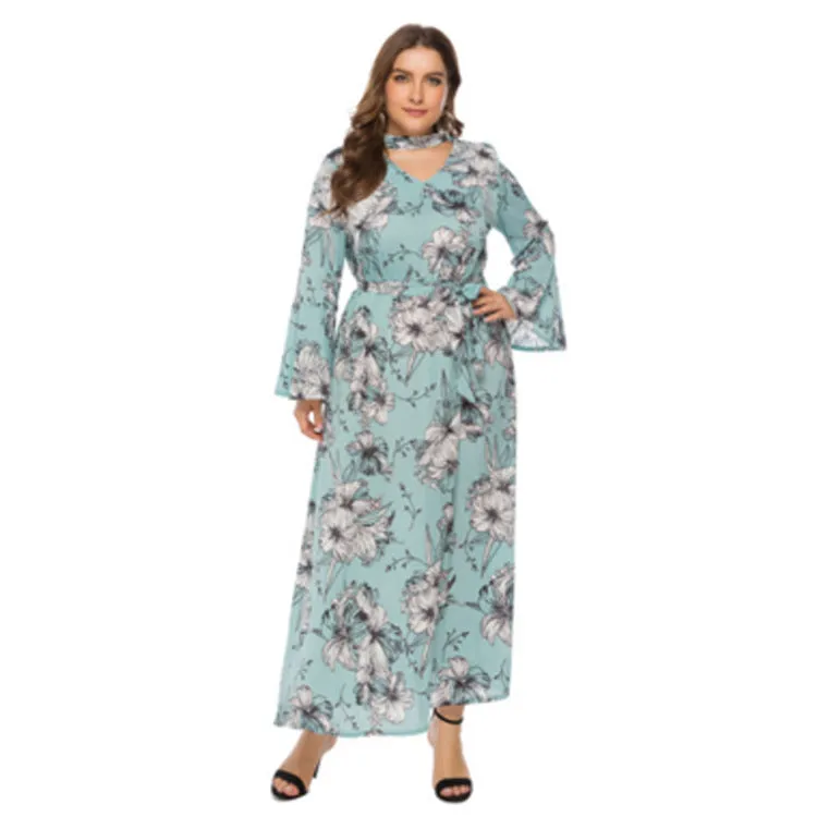 Bell Sleeve Plus Size Maxi Dress